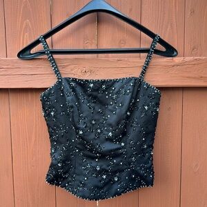 Mori Lee Black beaded and sequined corset top!